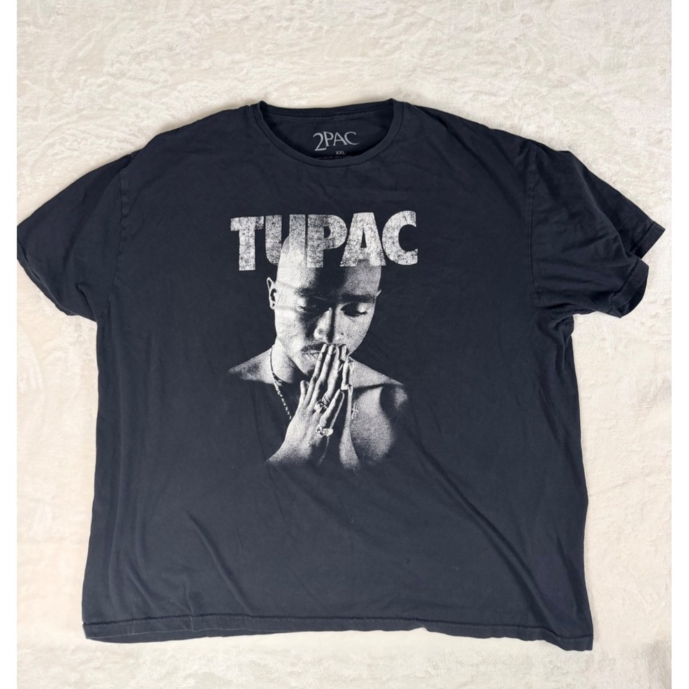 2Pac Tupac Graphic T Shirt Mens XXL Black Rap Tee Cotton Short Sleeve